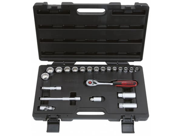 KS Tools 911.3995, Støpselsett, 3/8", 22 hoder, Kromvanadiumstål, 2 kg
