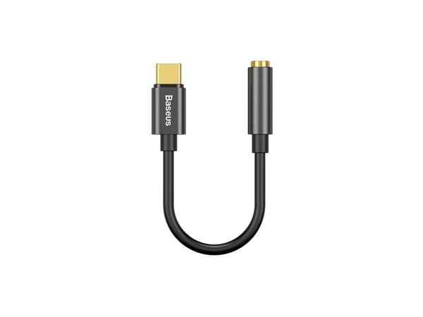Baseus CATL54-01, Typ-C, 3,5 mm, Sort