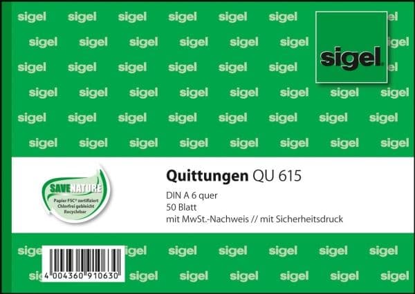 Sigel QU615, Vihreä, A6 q, 50 arkkia