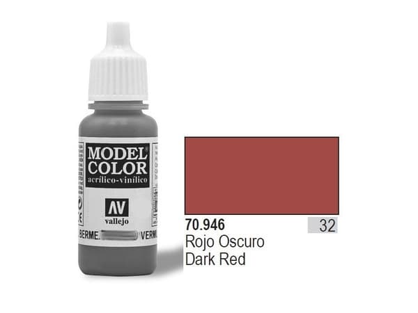 Vallejo 70.946, 17 ml, Rød, Matte, Flaske