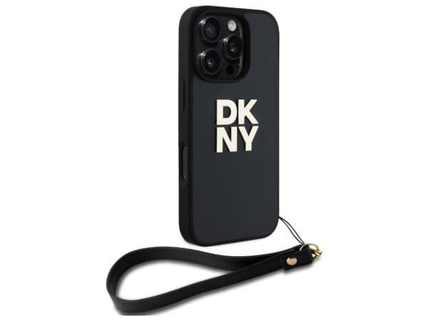 DKNY håndleddsrem Stock Logo-etui til iPhone 16 Pro Max - svart