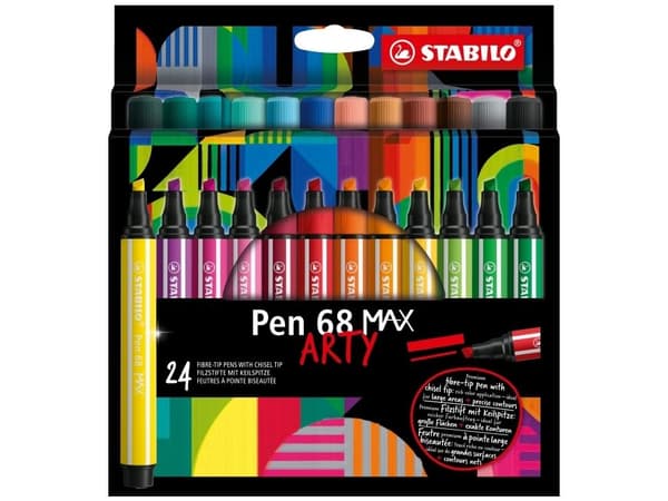 Stabilo Arty Pen 68 MAX, 24 kpl, ”leveä viisto kärki”