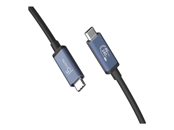 j5create JUC29L08 - USB-kabel - USB-C (hann) til USB-C (hann) - USB 2.0 / USB 3.0 / USB 3.1 / USB 3.2 / USB4 / Thunderbolt 3 / Thunderbolt 4 - 48 V...