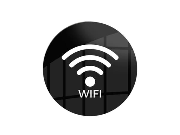 Skilt WIFI-IKON Ø10 cm, aluminium, sort