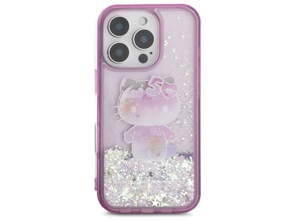 Hello Kitty Liquid Glitter 50th Anniversary Party-deksel til iPhone 16 Pro Max - lilla