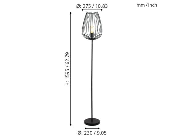 EGLO NEWTOWN gulvlampe i sort