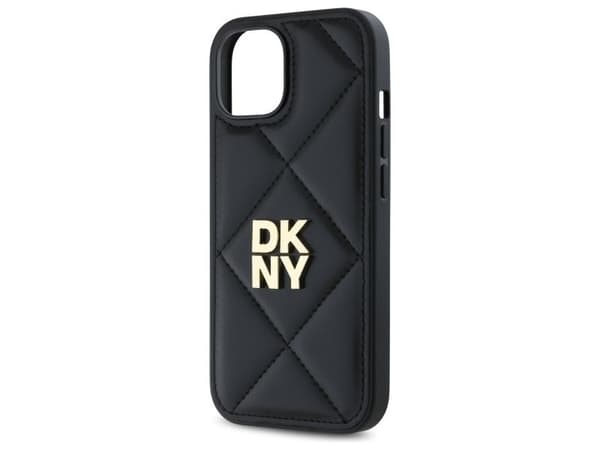 DKNY quiltet stack-logo iPhone 14-etui - svart