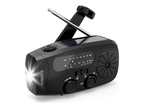 S80 Crank Radio, solcellepanel, svart