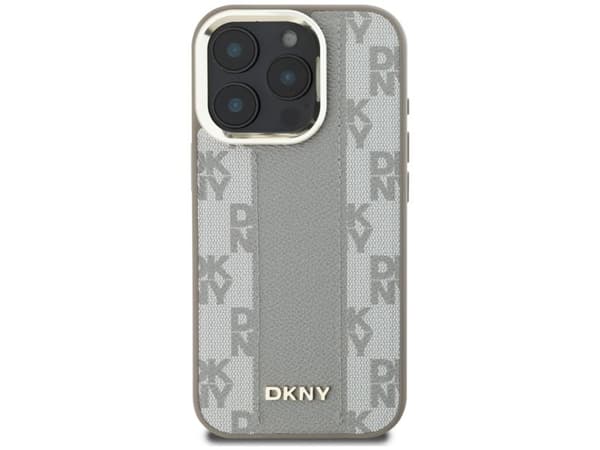 DKNY rutemønster MagSafe iPhone 16 Pro Max deksel - beige