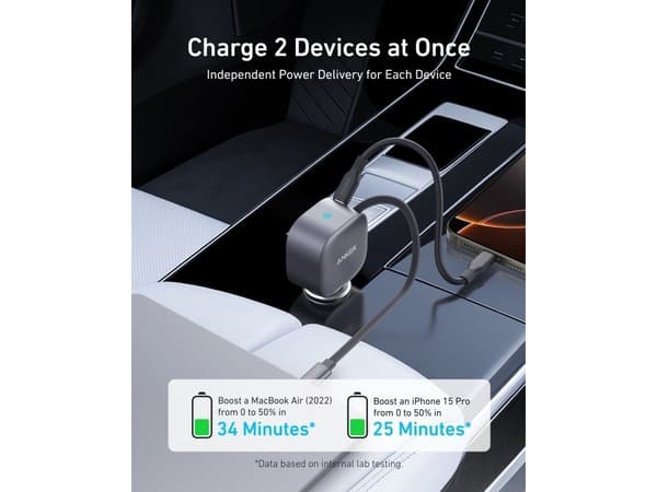Anker Nano - Strömadapter - 75 Watt - 2 utdatakontakter (USB-C)