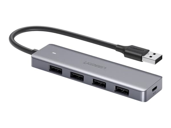 Adapter 4-i-1 UGREEN Hub USB til 4x USB 3.0 + mikro USB (grå)