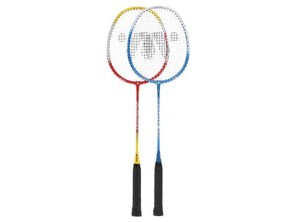 WISH ALUMTEC 366K set med badmintonracketar röd+gul, blå+vit