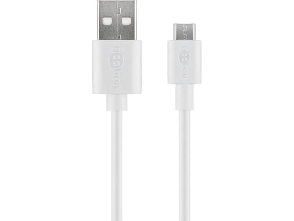 Goobay 38665, 0,5 m, USB A, Micro-USB B, USB 2.0, 0,48 Gbit/s, Hvit