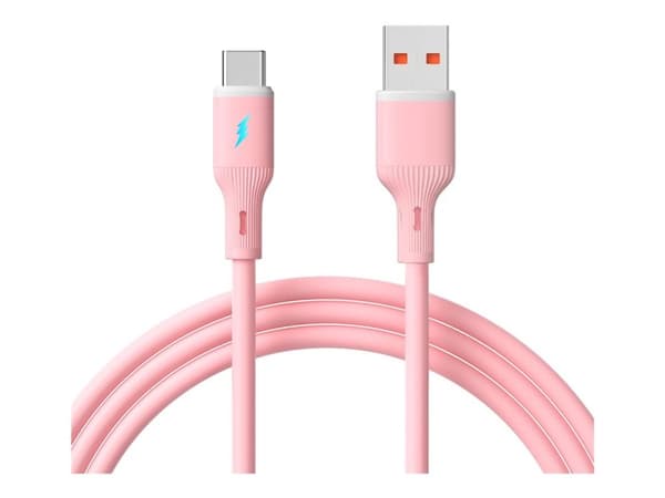 Akyga - USB-kabel - USB (hann) til 4-pins mini USB-type A (hann) - USB 2.0 - 5 / 9 V - 3 A - 1 m - Hurtiglading opptil 60W - rosa