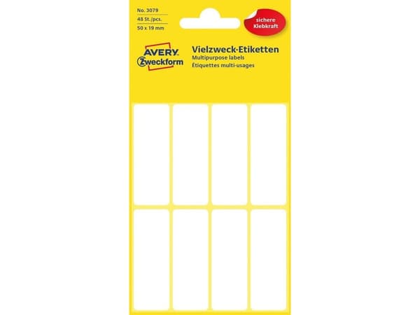 Etikett Avery 3079 vit 50x19 mm