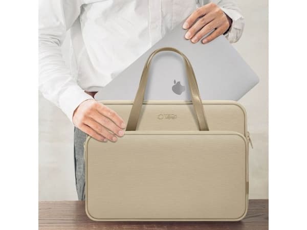 Tech-Protect bæreskål/bæremappe for 13-14" laptop - beige