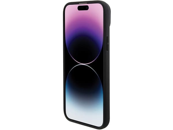 BMW lær hot stamp-deksel til iPhone 15 Plus - svart
