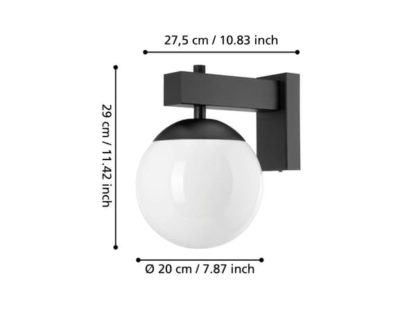 EGLO BUFALATA ULKOSEINÄ E27 IP44 MUSTA