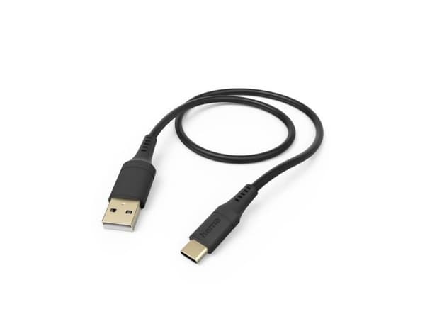 Hama Flexible, 1,5 m, USB A, USB C, USB 2.0, 0,48 Gbit/sek, Sort