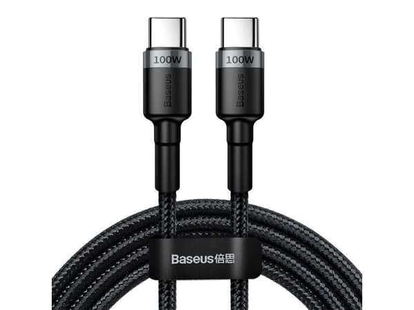 Baseus Cafule USB-C til USB-C-kabel, QC 3.0, PD 2.0, 100W, 5A, 2m (grå-svart)