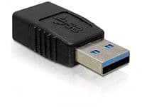 DeLOCK USB 3.0-A Adapter, USB-A, USB-A, Musta