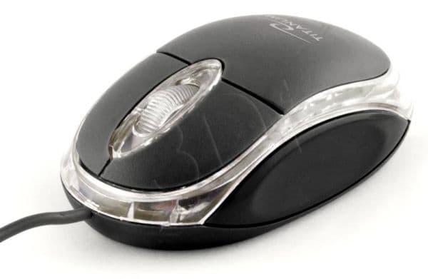 TITANUM TM102K, Ambidextrous, Optisk, USB Type-A, 1000 DPI, Svart