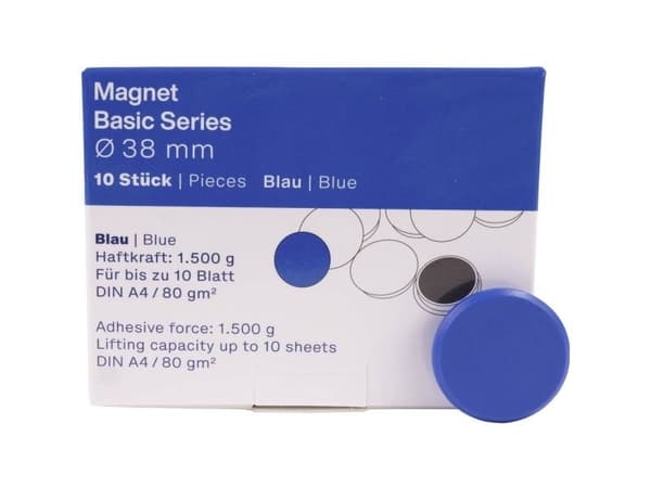 magnetoplan Magnet Basic -sarja (Ø) 38 mm pyöreä Sininen 10 kpl 1863803