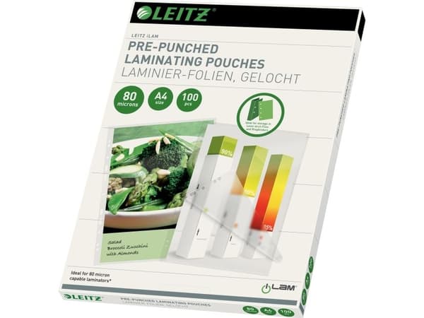 Lamineringsficka Leitz A4 80 micron förperforerad - (100 st.)