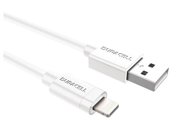 Duracell USB5012W, 1 m, USB A, Lightning, 2.0, Hvit