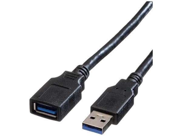 ROLINE 11.02.8977, 0,8 m, USB A, USB A, USB 3.2 Gen 1 (3.1 Gen 1), Hankjønn/hunkjønn, Sort
