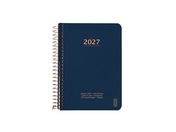 KOZO Kalender 2027 A6 Uge per opslag Navy