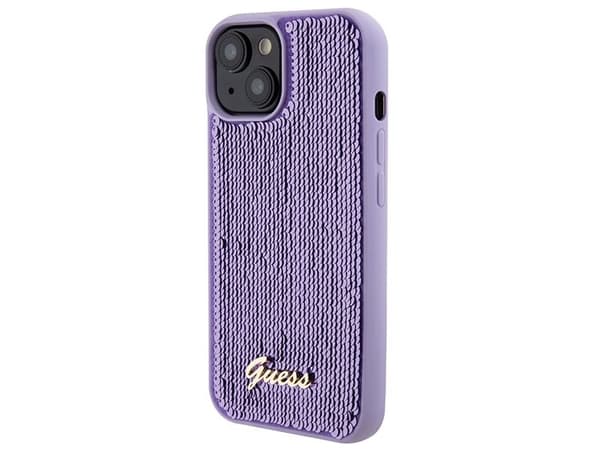 Guess Sequin Script Metal metallikansi iPhone 15 (lilla)