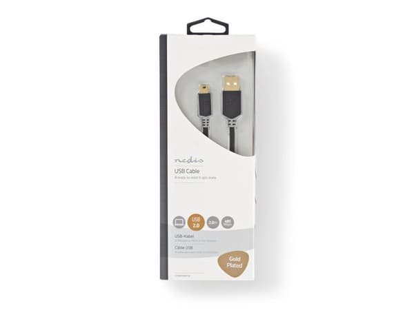 Nedis CCBW60300AT20, 2 m, USB A, Mini-USB B, USB 2.0, 480 Mbit/s, Anthracit