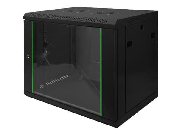 DIGITUS Dynamic Basic DN-19 09-U-EC-SW - Rack skåp - väggmontering - svart, RAL 9005 - 9U - 19"