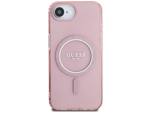 Guess IML Glitter Circle MagSafe-deksel iPhone 16e - rosa