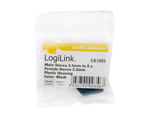 LogiLink CA1002, 3,5 mm, 2x3,5 mm, Sortera