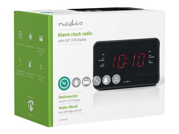 Nedis CLAR002BK - Klockradio - svart