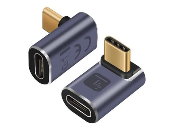 Techly USB-C-sovitin pistoke/pistorasia 90° kulmassa 40Gbps 4K ja 8K