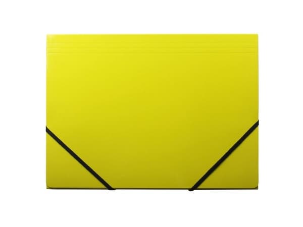 Elastikmappe, Q-Line DKF gul, M/3 KLAPPER, 210x297mm Karton/elastik - (10 stk.)