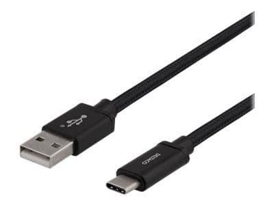 Deltaco USB-A - USB-C-kaapeli, 1m, USB 2.0, punottu, musta, 1 m, USB A, USB C, USB 2.0, Musta