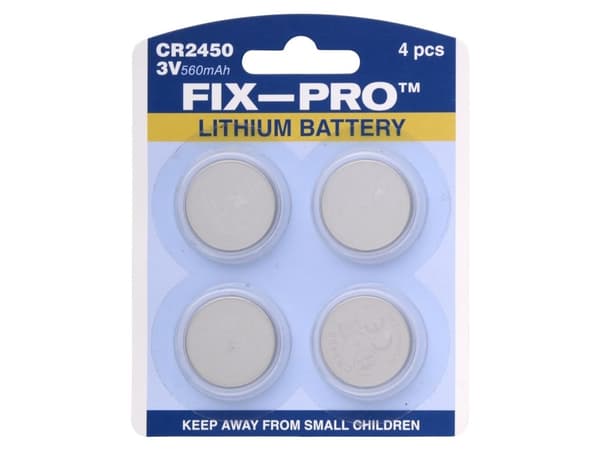 FIX-PRO BATTERI CR2450 3,0V 560MAH 4 STK