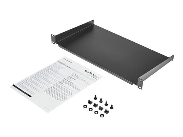 Startech 1U Fixed Server Rack Mount Shelf, 10in Deep Steel Universal Cantilever Tray for 19" AV/Data/Network Equipment Rack with Cage Nuts & Screws...