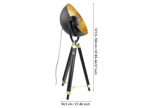 EGLO COVALEDA gulvlampe H1640 sort/gull