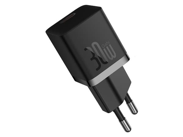 Baseus GaN5 mini 1C 30W laddare EU + USB-C-kabel (cluster black)