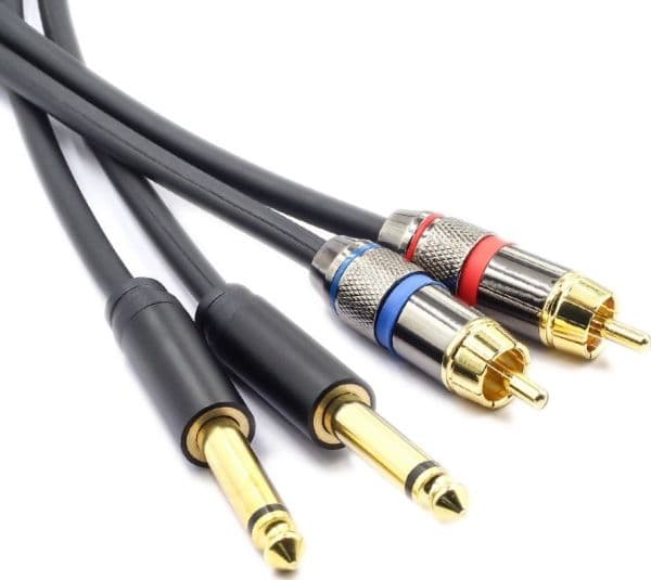 Mozos Jack 6.3mm - RCA (Cinch) x2 3m kaapeli musta (MCABLE-2JT2R)