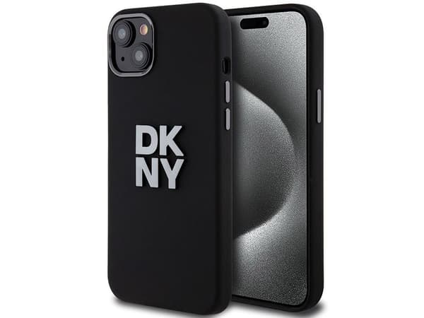 DKNY Liquid Silicone Metal Logo case for iPhone 15 Plus / 14 Plus - black