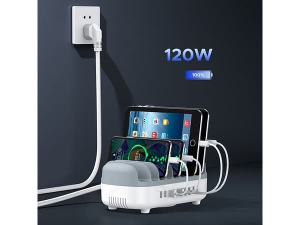 Orico smart USB-ladestasjon 10 porter - hvit