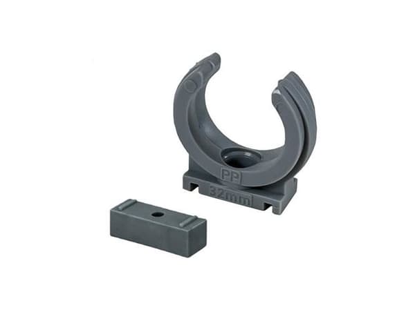 Grå PP klammerhållare 32 mm för 32 mm HT-avloppsrör