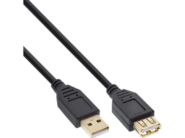InLine 34603S, 3 m, USB A, USB A, Uros/naaras, 480 Mbit/s, Musta