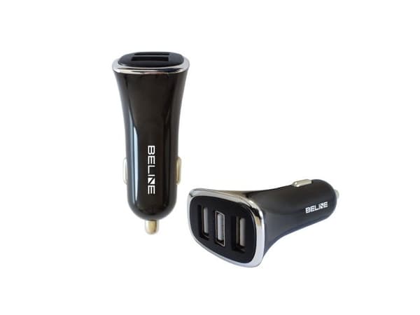 Beline bil-lader 3xUSB 4A sort